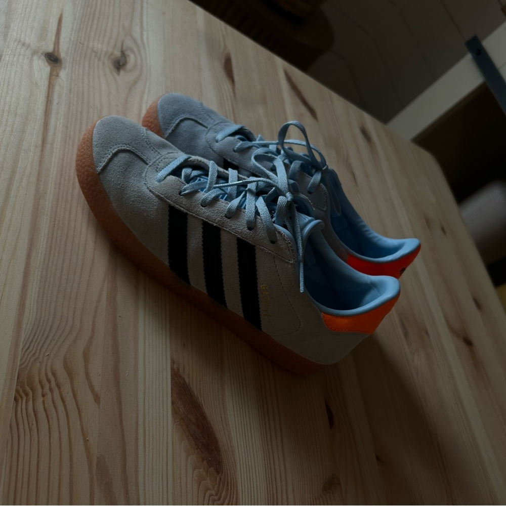 Adidas Men's Gray Sneakers with Orange Accents